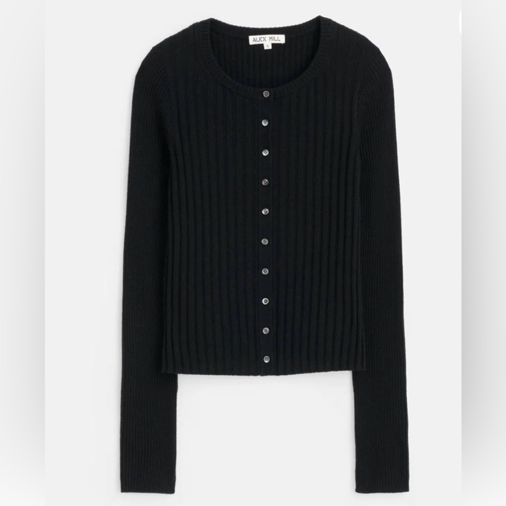 Alex Mill Black Ribbed Button-Up Cardigan — image 4 of 7